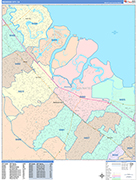 Redwood City  Wall Map Color Cast Style